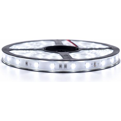 Kit de cinta profesional 5630 - 60 leds/m - 5 metros Blanco frío impermeable (IP67)  Longitud: 5 metros - Transformador: Fuente de alimentación 12V/8A