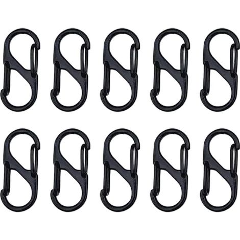 10 Pièces Mousquetons en Forme de S,Mousqueton Métal Mini S Forme 50mm,Clips avec Boucle en Métal à Double Ressort, pour Activités de Plein Air, Camping, Pêche, Randonnée, Voyage (1/4)