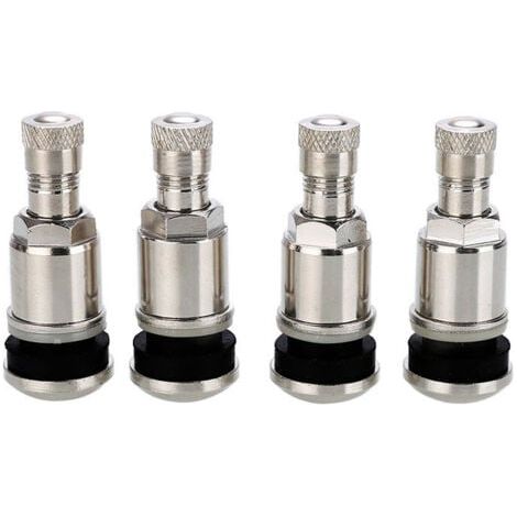 4 Ventile für schlauchlose Autoreifen aus silberfarbenem Stahl, 45 mm (1/5)