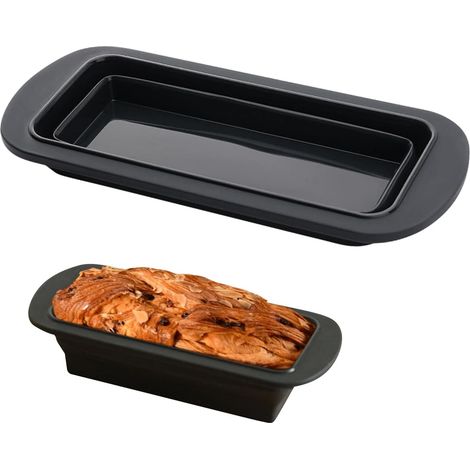 Moule à gâteau, pliable, en silicone, antiadhésif, convient pour la fabrication de gâteaux, de pain aux bananes, 27,8 x 12,4 cm, noir (1/5)