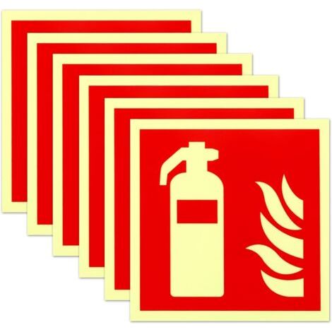 QORVA-Panneau extincteur 15 x 15 cm Autocollant extincteur luminescent en PVC Autocollant extincteur Indication de protection incendie selon ISO pour divers lieux publics