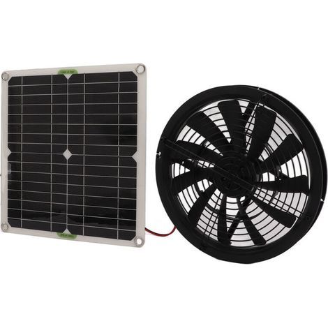 Ventilatore alimentato da pannello solare 100W, potente ventilatore di estrazione solare con involucro, ventilatore di raffreddamento compatto per camper, serre e bagni (1/4)