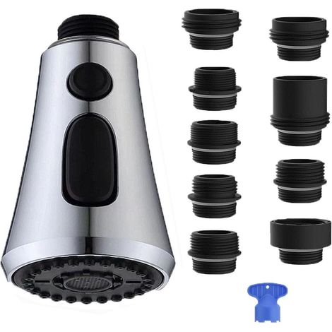 Douchette de Robinet de Cuisine 3 Modes,Embout Robinet avec Bouton Pause, 360° et 9 Adaptateurs Universels - Rallonge et Pommeau Remplacement pour Mitigeur (1/5)