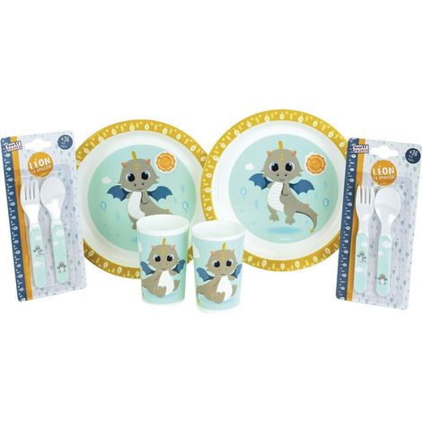 LEON LE DRAGON LOT 6 PCS (VERRESx2, COUVERTSx2 ET ASSIETTESx2) (1/4)