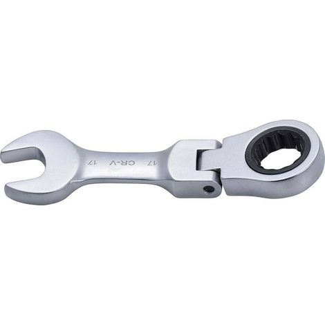 Clé Mixte à Cliquet Courte 17 mm - Acier, Ergonomique et Pratique, Zones Difficiles - D-Work (1/5)