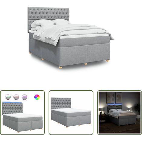 Matelas à ressorts ensachés - Sommier à lattes de lit avec matelas Gris clair 140x190cm Tissu (1/5)