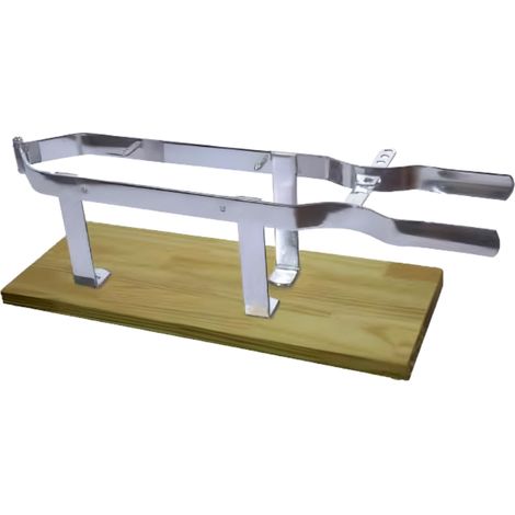 Support à jambon en acier inoxydable/bois coloris naturel - Longueur 45 x Profondeur 18 x Hauteur 3 cm (1/3)