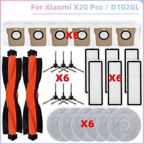 Accessoires pour aspirateur robot Xiaomi X20 PRO / D102GL : brosse principale, brosse latérale, filtre HEPA, chiffon de nettoyage (1/5)