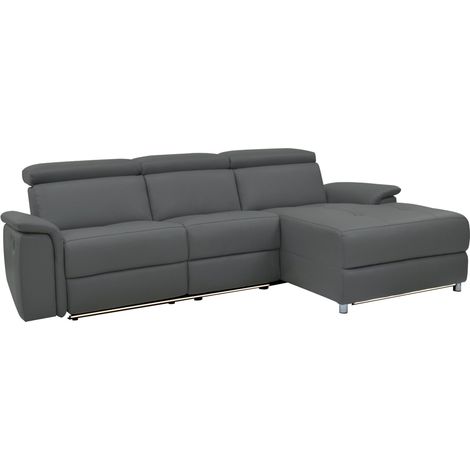 Pareli-Canapé 3 places droit avec fonction électrique en cuir gris PU (1/5)