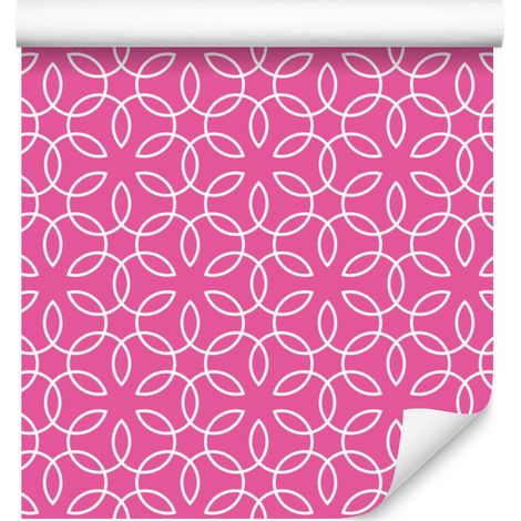 Papier peint à motif géométrique rose poudré, centre rose poudré 50x1000 cm (1/5)