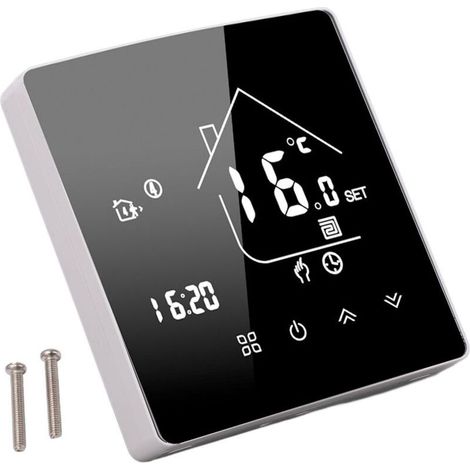 Thermostat numérique intelligent pour la maison, programmable 7 jours, Wi-Fi, écran tactile, commande vocale, installation facile, thermostat mural (type 86, 95-240 V, 16 A) (1/5)