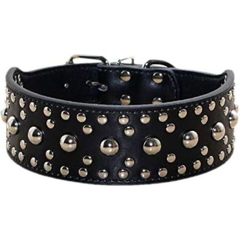 Collier de chien en cuir PU clouté (noir XS)