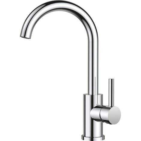 Robinet Cuisine, Mitigeur Cuisine Pivotant à 360, Acier Inoxydable, Monolevier pour 1 Trou, Chrome Poli, Hauteur du Bec 230 mm, Levier (1/5)
