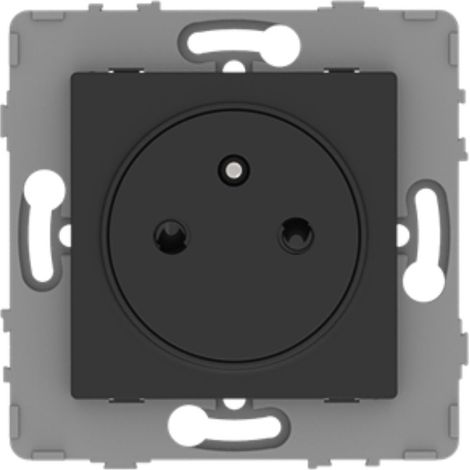Zenitech – Prise simple encastrable 2P+T 16A – Métal noir brossé – Assemblage à composer – Design affleurant pour entretien facile