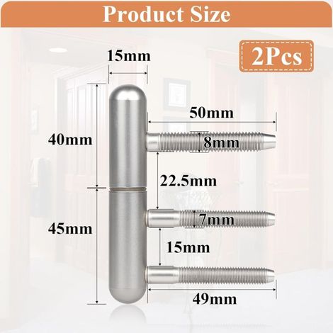 2 x Paumelle Porte Bois Charnières de Rénovation, Gonds Porte Charnière Amovible Silencieuse pour Portes Bois Intérieur avec Huisserie Bois, Argenté (1/4)