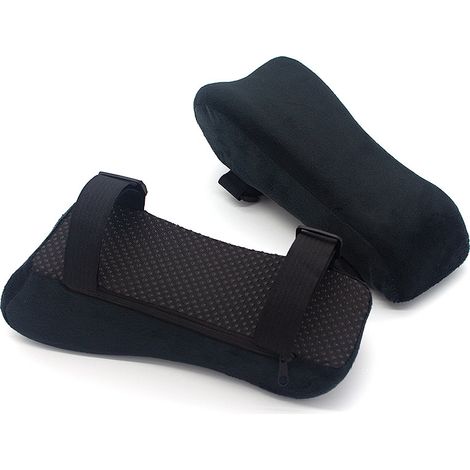 Ahlsen 2-teiliges Ellenbogenkissen, Armlehnenpolster für Büro- und Gaming-Stühle, Armlehnenkissen aus Memory-Schaum, schwarze Armpolster zur Linderung von Müdigkeit (1/4)