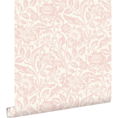 papier peint fleurs vintage rose clair - ESTAhome (1/5)
