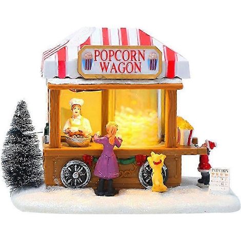 Style AChristmas Scene Village House Ornaments Decorations Building for Party Office Desktop Xmas Decoration Music Popcorn House (1/5)