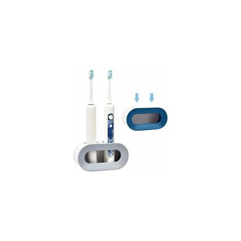 Support double pour brosses à dents électriques, lot de 2, support mural avec système de drainage, rangement pour brosses à dents électriques (1/5)