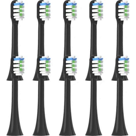 Lot de 10 têtes de brosse de rechange sous vide pour brosses à dents électriques X3, X3Pro, X3U, X5, V1 et D3, noires (1/5)