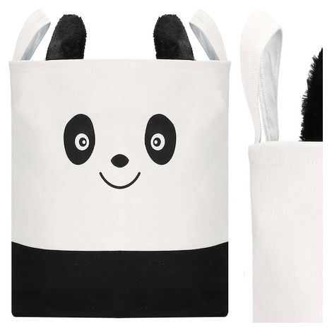 Scatola di stoccaggio per giocattoli e vestiti panda beige e nero. (1/5)