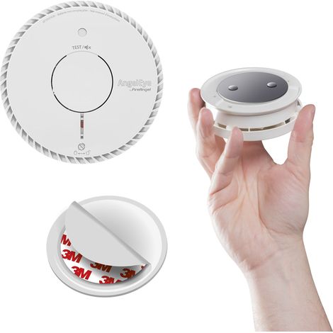 AngelEye Lot de 4 détecteurs de fumée NF autonomie et garantie 10 ans + 4 supports aimantés (1/2)