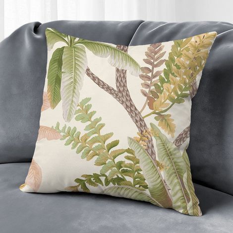 Housse de coussin fleurs papillons coton, décoration salon maison,50×50cm (1/5)