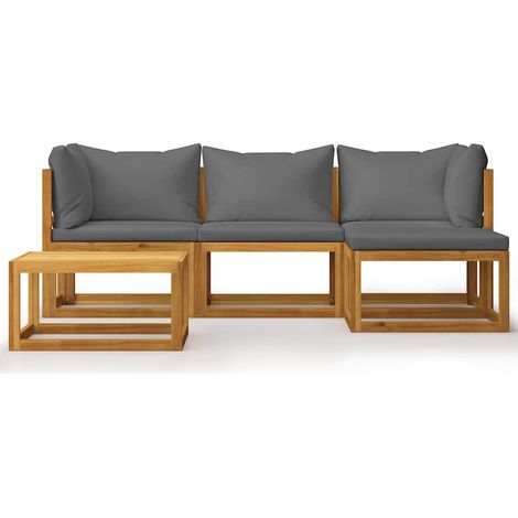 Salon de jardin 5 pcs Contemporain, Ensemble repas de jardin, avec coussins Bois d'acacia solide OIB1286E (1/5)