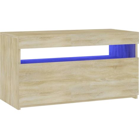 vidaXL TV Cabinet with LED Lights Sonoma Oak 75x35x40 cm