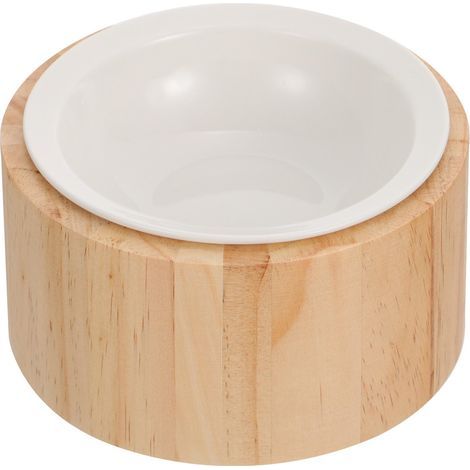 Gamelle pour Chaton en Céramique avec Support en Bois Surélevé Anti-vomissements, Bol Incliné pour Eau et Nourriture, pour Petits Chats et Chiens (1/5)