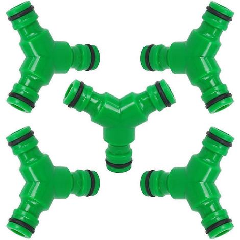 Lot de 5 raccords en Y rapides et étanches à 3 voies pour tuyau d'arrosage extérieur, idéaux pour l'irrigation de jardin. (1/5)