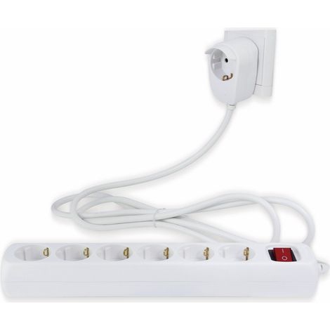 REV Steckdosenleiste, 6-fach, mit Durchschleifsteckdose, weiß