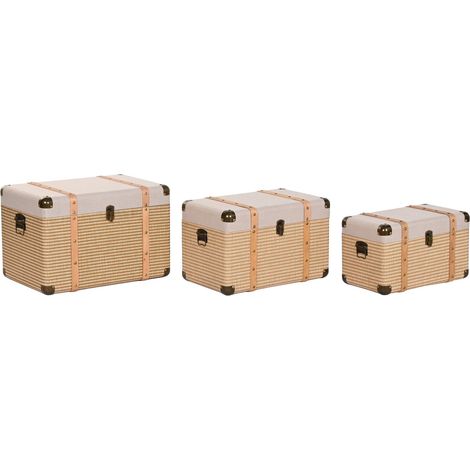 Baul Set 3 Poliester Madera 54X35X35,5 Natural (1/5)