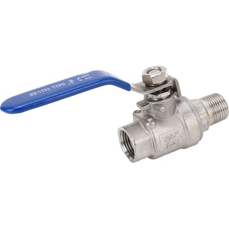 Vanne à bille en acier inoxydable à passage intégral 3/8", vanne à bille en deux parties à filetage interne/externe, vanne à bille NPT (1/5)
