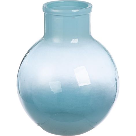 Vase Novelle bombé en Verre - Hauteur : 31 cm - Diamètre : 24 cm - Bleu (1/3)