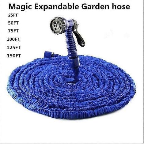 Tuyau d'arrosage flexible magique bleu de 25 à 150 pieds (7,6 à 45,7 m). (1/4)