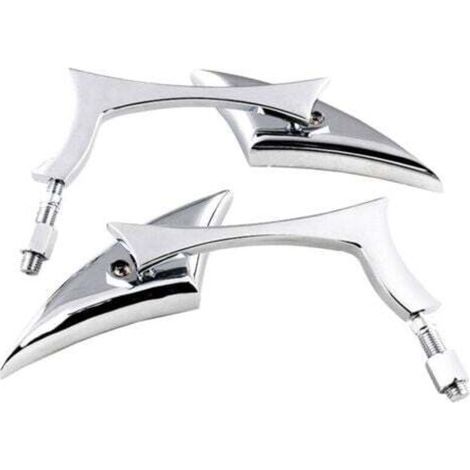 2 pièces (chrome) 8/10 mm universels en alliage d'aluminium rétroviseurs latéraux d'extrémité de barre de moto pour moto vélo de rue vélo de sport Chopper Rétroviseurs de moto (1/4)
