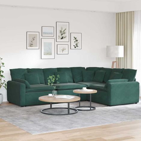 Modulares Sofa mit Kissen Samt Dunkelgrün vidaXL (1/5)