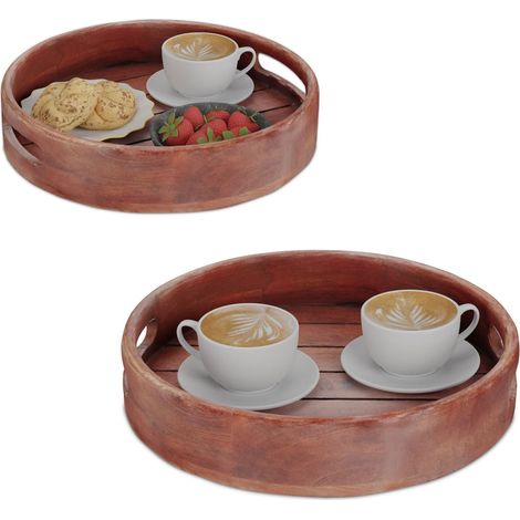 Bandeja en madera de mango, juego de 2 piezas