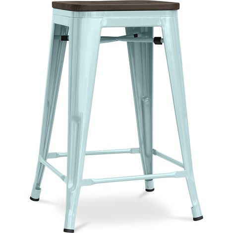 Taburete de Bar - Diseño Industrial - Madera y Acero - 60cm -Stylix
