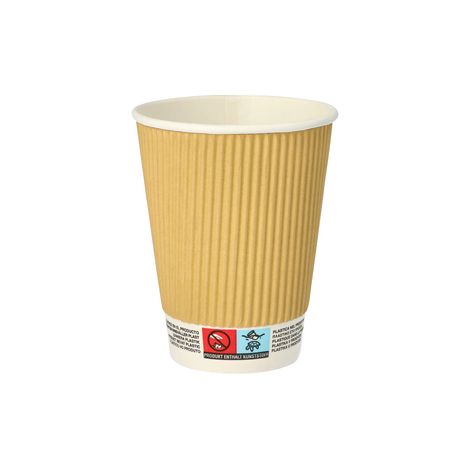 Bicchieri di carta, 0,3 l, diametro 9 cm, 11 cm, Ripple Wall, 25 pezzi.