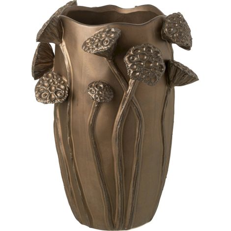 Vase en poterie cuivre effet lotus raffiné pour décoration élégante - Cuivre patiné effet lotus (1/2)