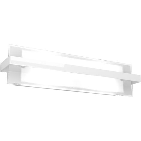 Applique Industrial-Minimal Cross Metallo Bianco Vetro 2 Luci E27 60Cm