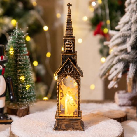 Lanterne de Noël Décorative Lumineuse Ange d'église Bougie LED Veilleuse Suspension Plastique 5,5 × 5,5 × 22,5 cm 73 g – Livraison gratuite