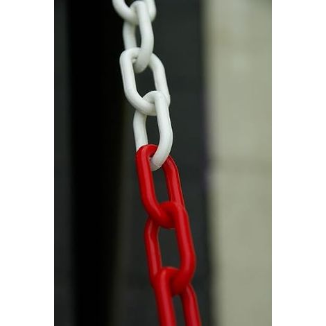 Chaîne de Sécurité Plastique Rouge et Blanc  25m x 8mm  Haute Visibilité et Durabilité (1/2)