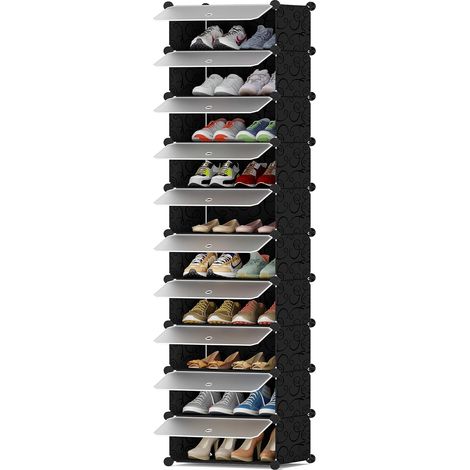 Meuble Chaussure, 10 Niveaux Meuble à Chaussure pour 20 Paires, Rangement Chaussure Chaussure Entree pour Entrées, Chambres et Couloirs, Noir (1/5)