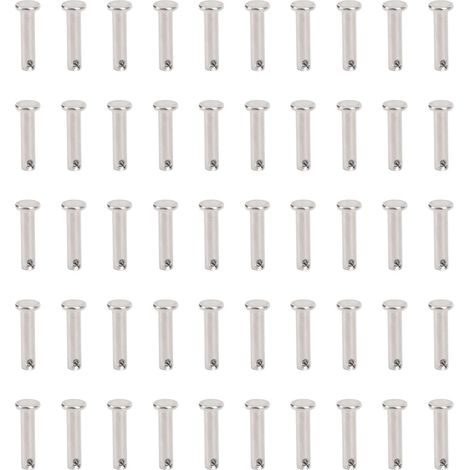 Lot de 50 goupilles rondes à tête plate en acier inoxydable 304, M6x25mm, pour pièces de guidage linéaire et déplacement (1/5)
