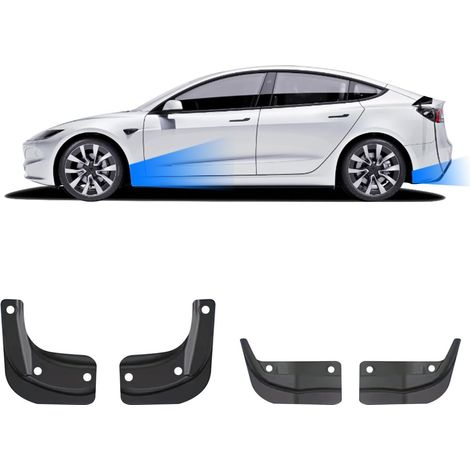4 bavettes de protection contre les projections de boue pour Tesla Model 3 Highland 2025-2024. Installation sans perçage. (1/5)
