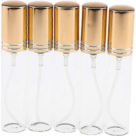 Lot de 5 mini flacons de parfum vides rechargeables de 10 ml pour voyage, avec pompe (multicolore)-Golden (1/5)