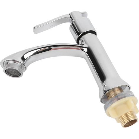 Einfacher Kaltwasserhahn, WC, Badezimmerstuhl, Waschbecken, einfache Verbindung, moderner Stuhl aus Zinklegierung im minimalistischen Stil, gewerbliche Waschbecken (1/4)